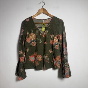 Camisa Estampada Floral com Manga Longa – Bluesteel – tam PP