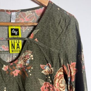 Camisa Estampada Floral com Manga Longa – Bluesteel – tam PP
