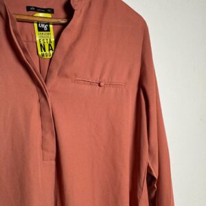 Camisa Terracota Manga Comprida com Gola Mandarim e Bolso – Alk Urban – tam 42