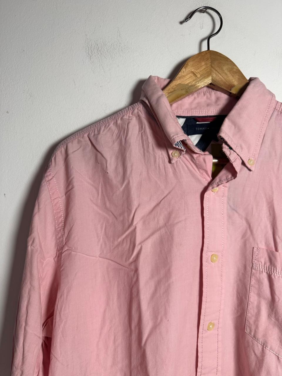 Camisa Social Masculina Rosa Claro Manga Longa – Tommy Hilfiger – tam M - Imagem 3
