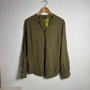 Camisa Masculina Verde Musgo com Botões Gola Padre – Urbano – tam 46