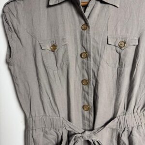 Vestido Chemise Utility Cinza com Botões – Seiki – tam 40