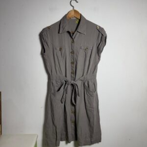 Vestido Chemise Utility Cinza com Botões – Seiki – tam 40