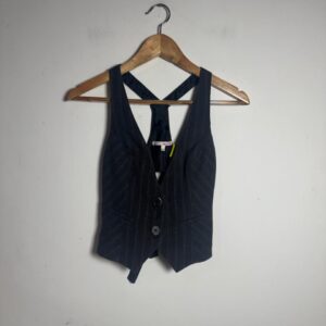 Colete Cropped Preto Listras Discretas – Tally Weijl – tam P