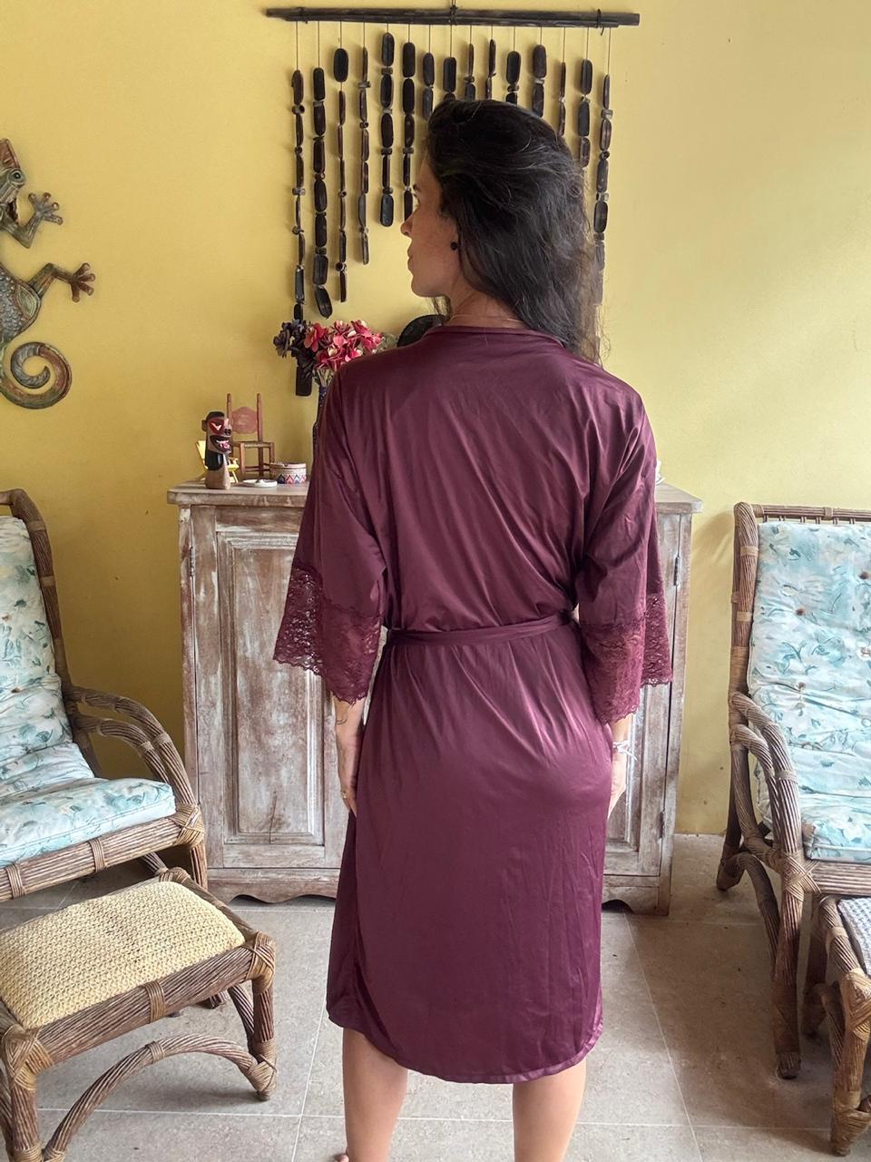 Robe e Camisola Vinho Nupcial – Demillus – tam G - Imagem 3