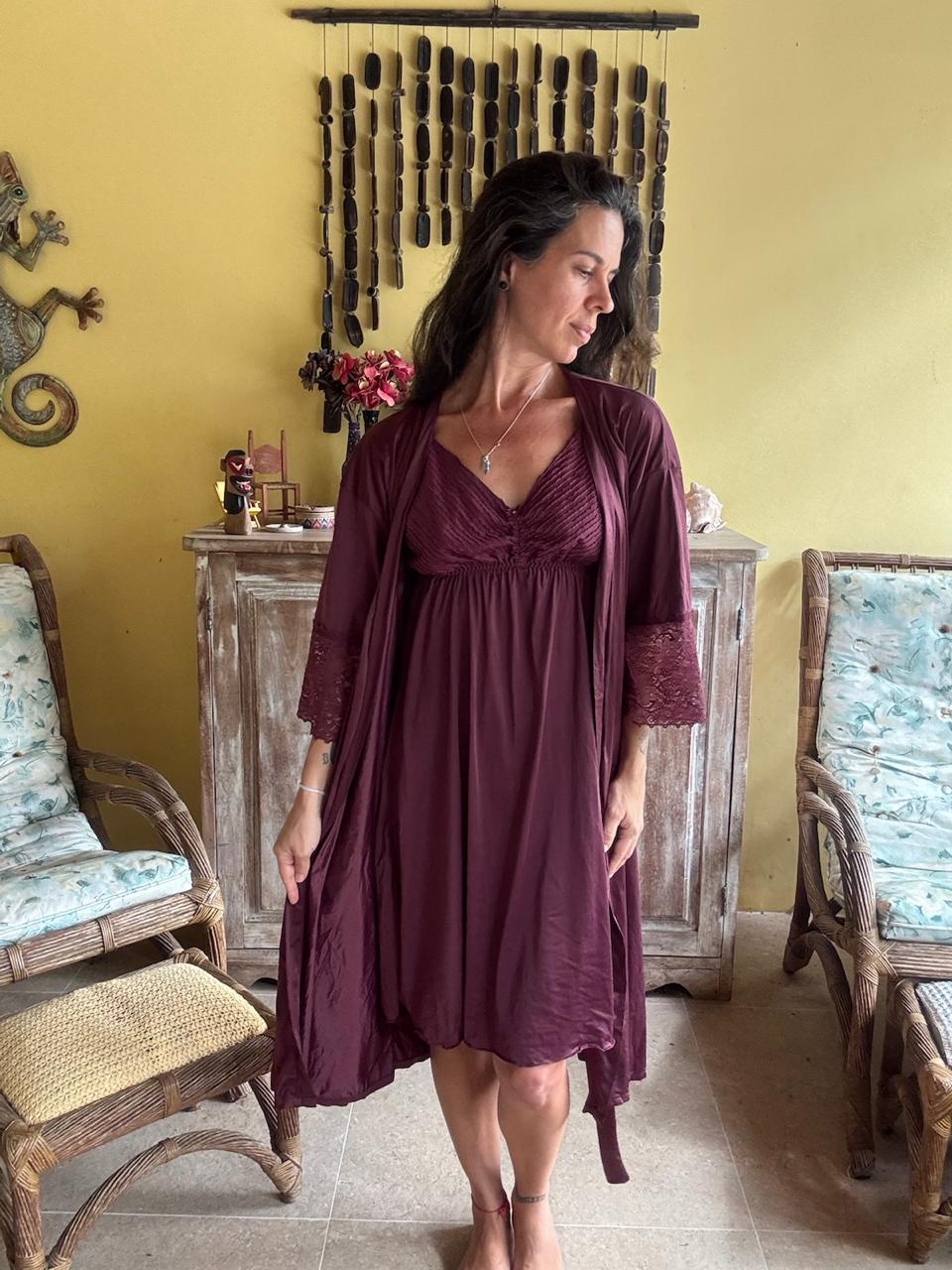 Robe e Camisola Vinho Nupcial – Demillus – tam G