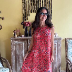 Vestido Estampado Floral Vermelho – Zara – tam P