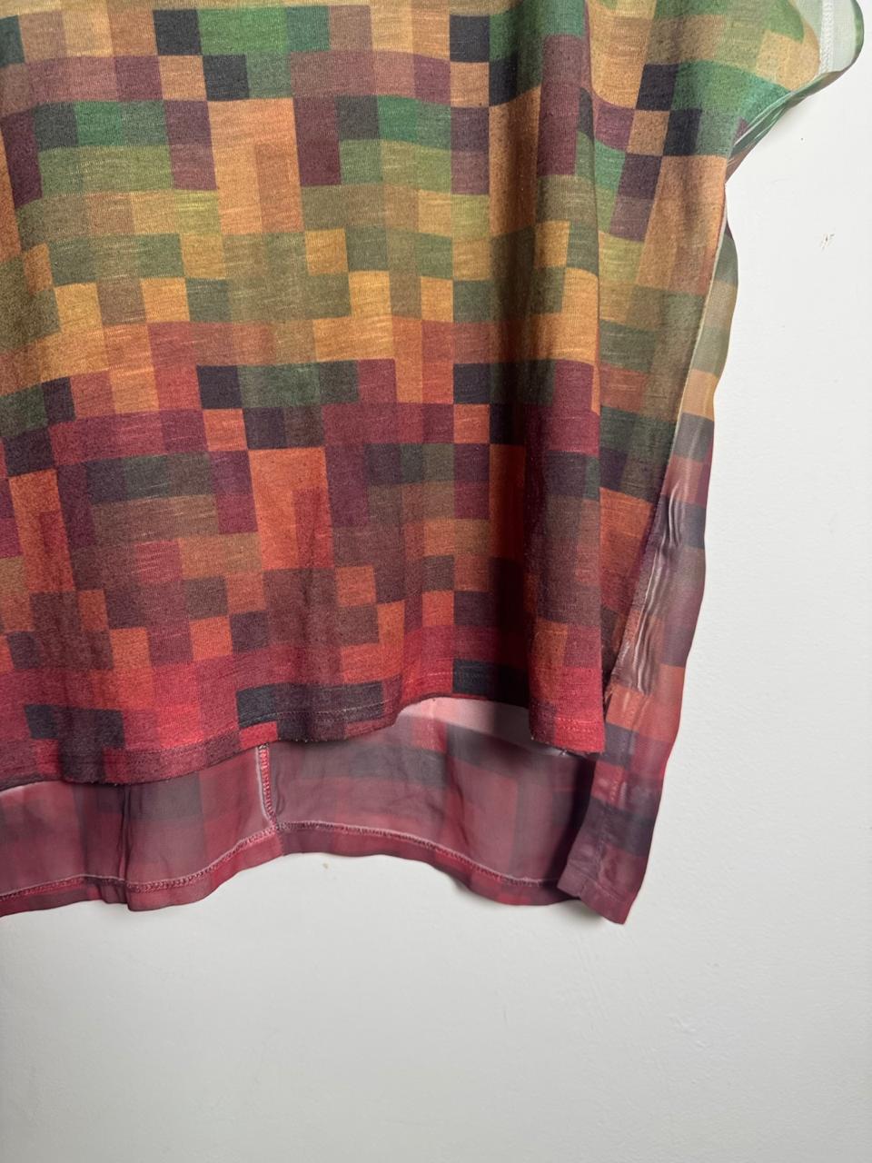 Blusa Estampa Quadriculada Colorida – Checklist – tam P - Imagem 4