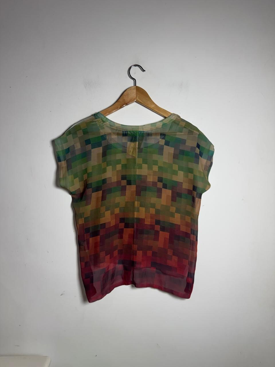 Blusa Estampa Quadriculada Colorida – Checklist – tam P - Imagem 3