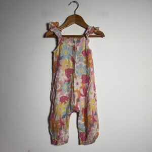 Macacão Infantil Estampado Floral com Babados – Baby Way – tam 9 a 12 meses
