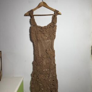 Vestido Marrom em Crochê – Tam P