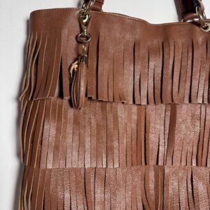 Bolsa Couro Marrom com Franjas Estilo Boho – Coubali – tam Grande
