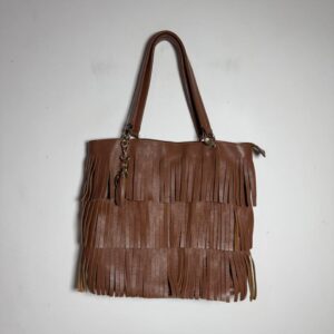 Bolsa Couro Marrom com Franjas Estilo Boho – Coubali – tam Grande