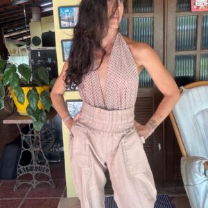 Calça de Viscose Nude Cintura Alta – Loftystyle – tam GG