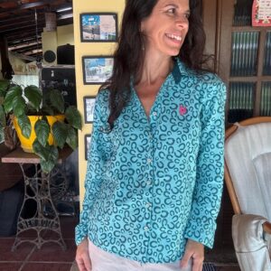 Camisa Azul-Turquesa com Estampa de Ferraduras – Polo wear – tam G