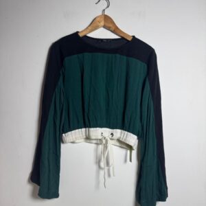 Cropped Color Block Verde, Preto e Branco – FYI – tam 40