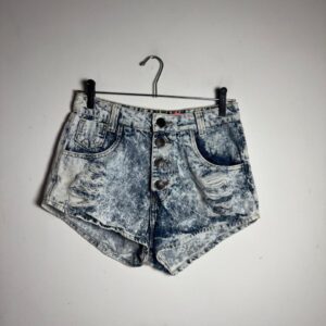 Short Jeans Detonado Mesclado Cintura Alta – Ariene – tam 42