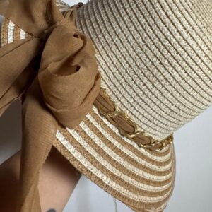 Chapéu Listrado Dourado Nude – tam U