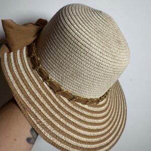 Chapéu Listrado Dourado Nude – tam U
