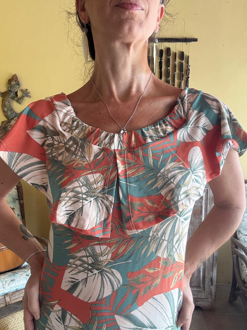 Vestido Longo Estampa Tropical Laranja e Verde – tam 38 - Imagem 3