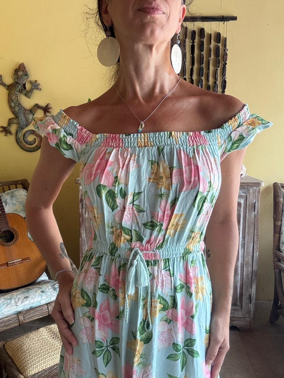 Vestido Longo Ombro a Ombro Estampa Flores – Fuzarka – tam 13/14 - Imagem 3