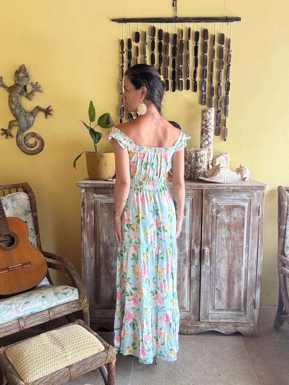 Vestido Longo Ombro a Ombro Estampa Flores – Fuzarka – tam 13/14 - Imagem 2