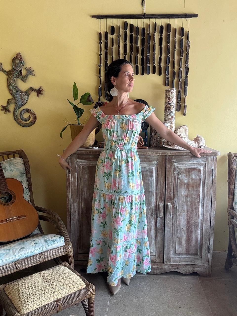 Vestido Longo Ombro a Ombro Estampa Flores – Fuzarka – tam 13/14 - Imagem 4