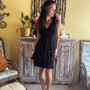 Vestido preto de babados – tam P