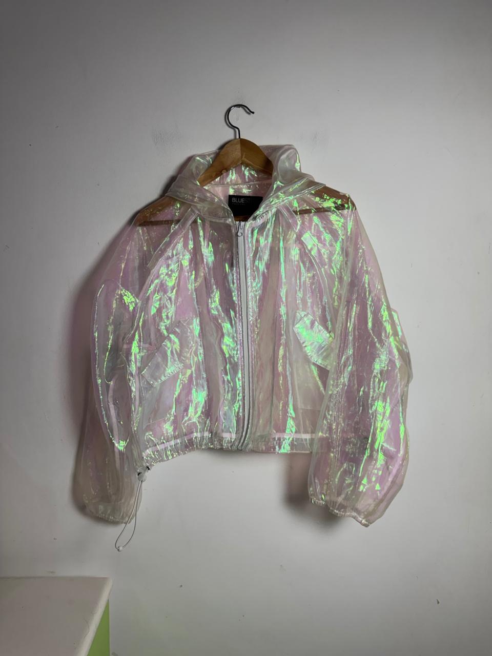 Casaco Transparente Iridescente com Capuz – Bluesteel – tam GG