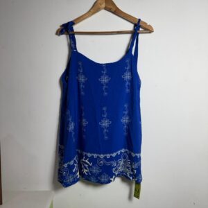 Blusa Regata Azul com Estampa Floral Branca – tam M