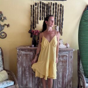 Vestido Amarelo Claro com Babados – Foorli – tam G