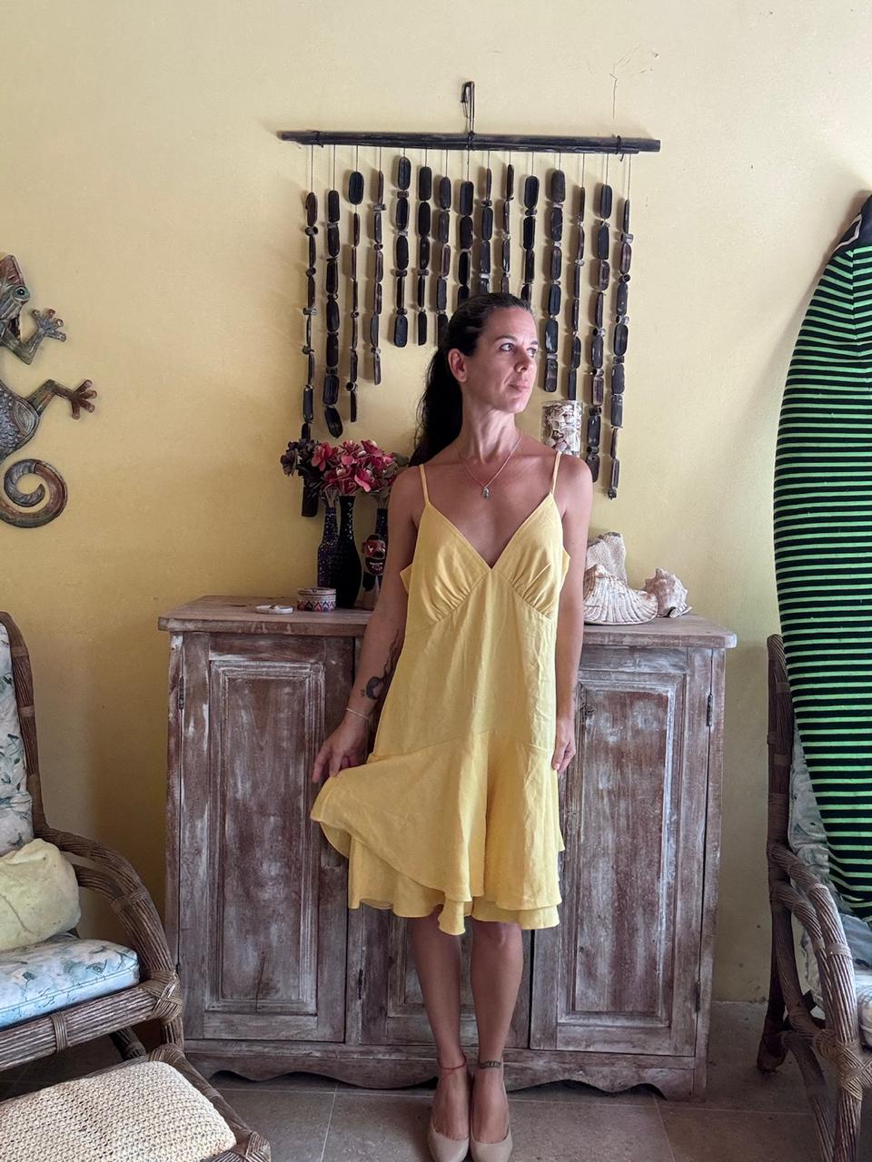 Vestido Amarelo Claro com Babados – Foorli – tam G