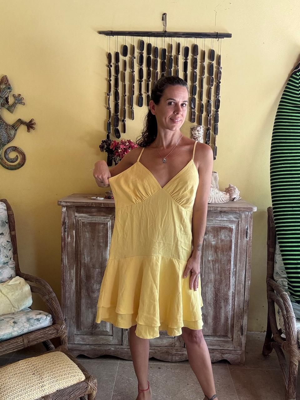 Vestido Amarelo Claro com Babados – Foorli – tam G - Imagem 3