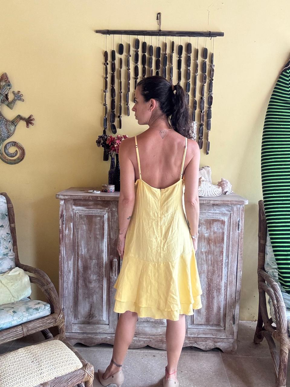 Vestido Amarelo Claro com Babados – Foorli – tam G - Imagem 2