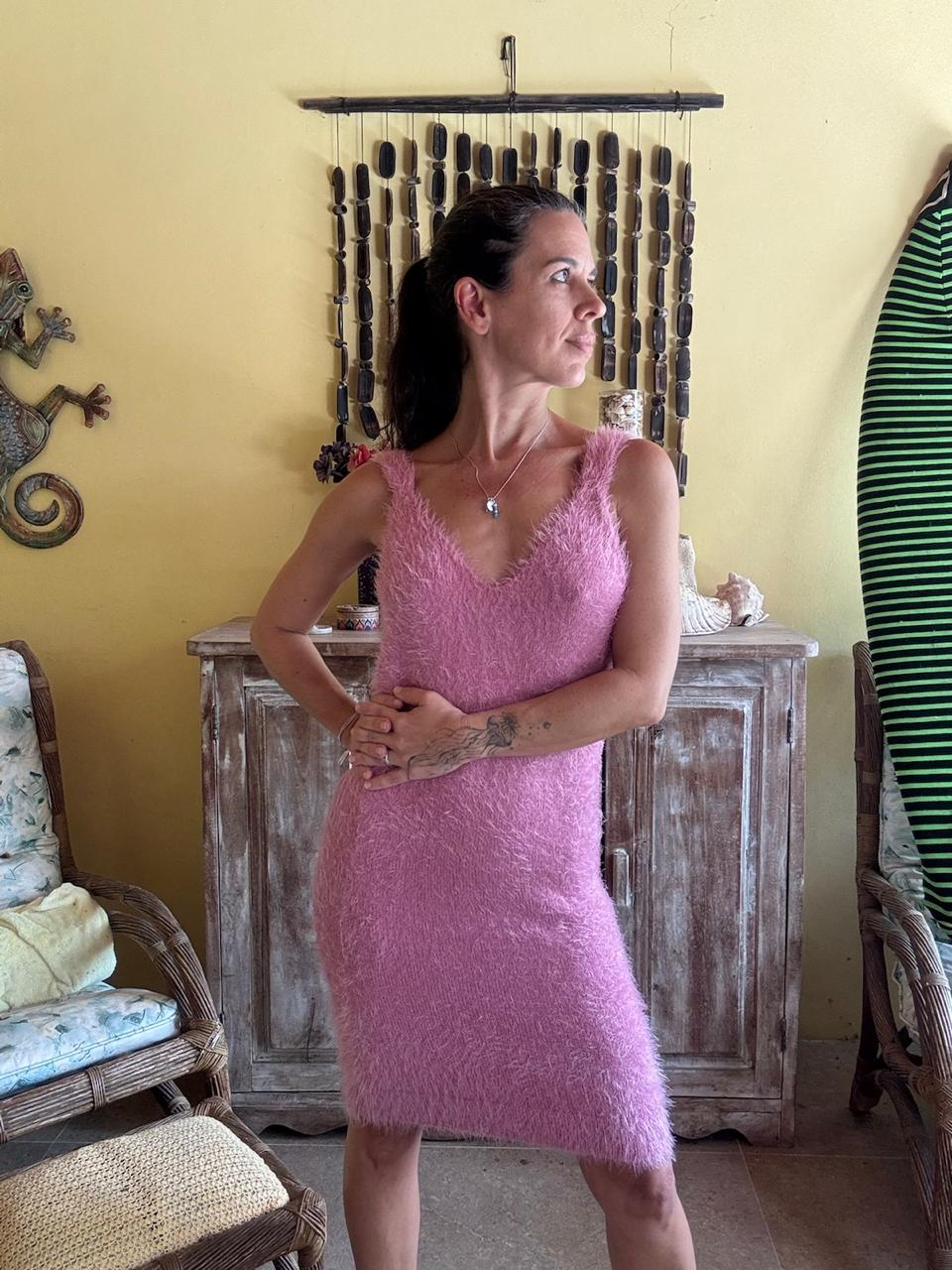 Vestido Rosa de Pelinhos – tam G - Imagem 4
