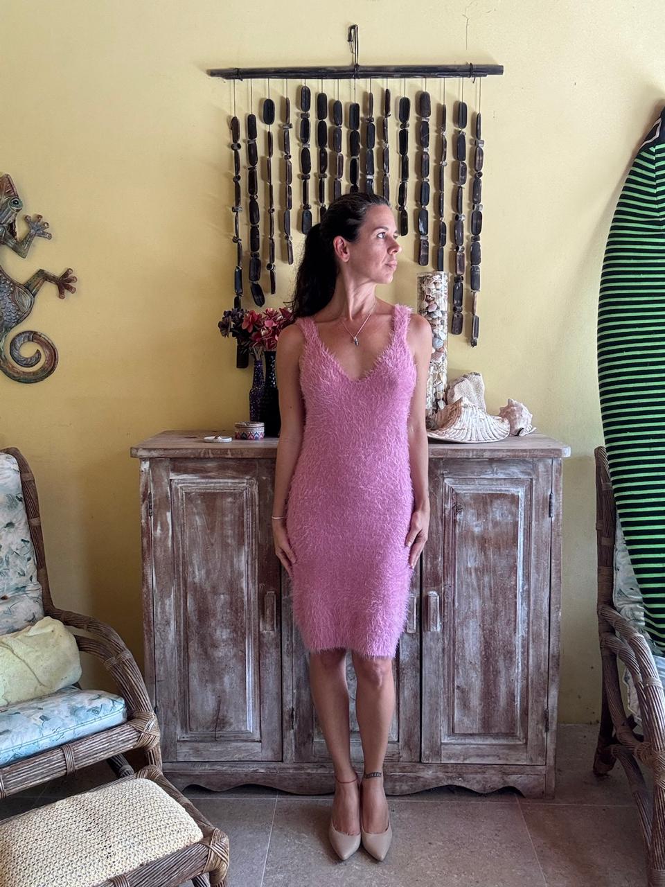 Vestido Rosa de Pelinhos – tam G - Imagem 5
