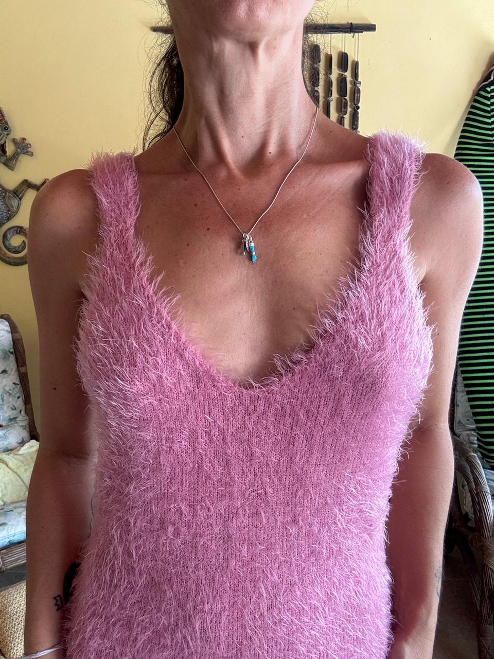 Vestido Rosa de Pelinhos – tam G - Imagem 3