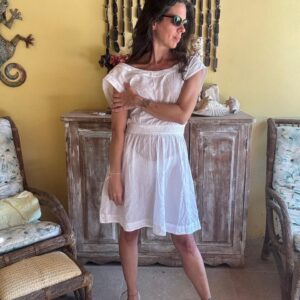 Vestido Branco Decote Costas e Amarração – Maria Filó – tam P