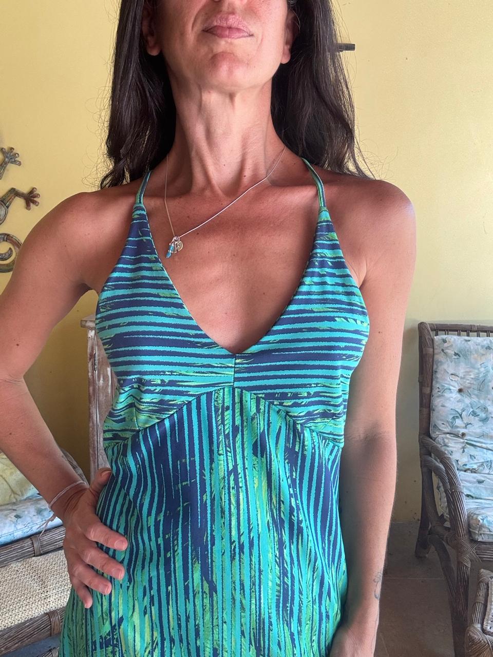Vestido Estampado Verde e Azul – tam 38 - Imagem 3