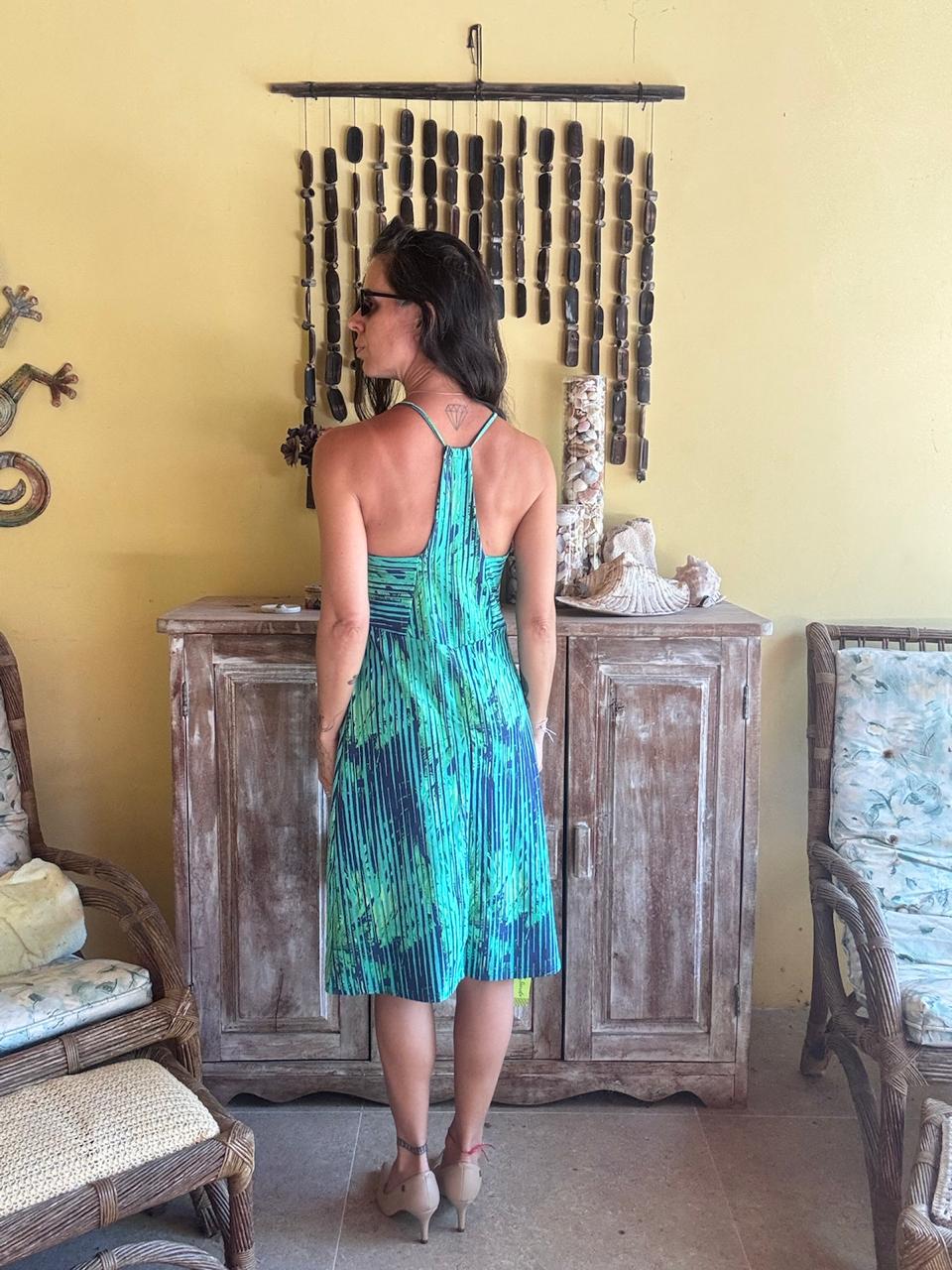 Vestido Estampado Verde e Azul – tam 38 - Imagem 2