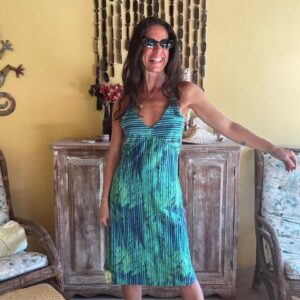 Vestido Estampado Verde e Azul – tam 38