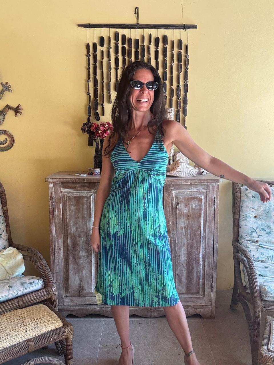 Vestido Estampado Verde e Azul – tam 38