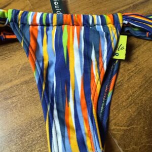 Calcinha de Biquíni Estampada Listrada Colorida – Liquido – tam G *NOVO*