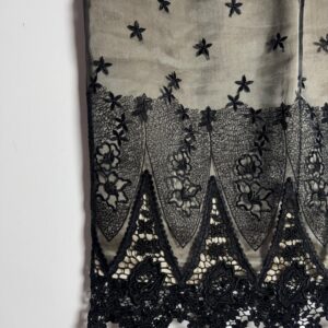 Saia Lápis em Tom Cobre com Estrelas e Renda Preta – tam 38