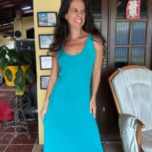 Vestido Longo Regata Verde Água – Simply Basic – tam P