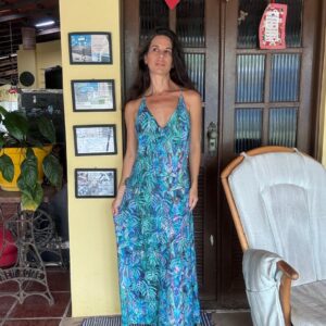Vestido Longo Estampado Tropical – tam 38