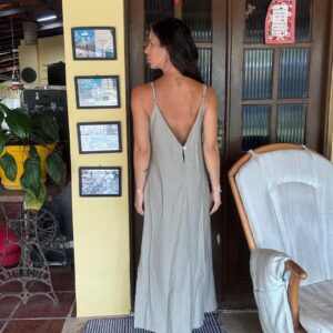 Vestido Longo Verde Estampado Marinho – Line – tam M