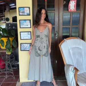Vestido Longo Verde Estampado Marinho – Line – tam M