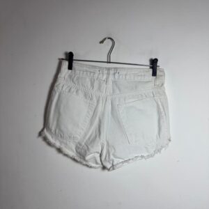 Short Jeans Branco Bordado Floral Vazado com Barra Desfiada – Dress – tam 36