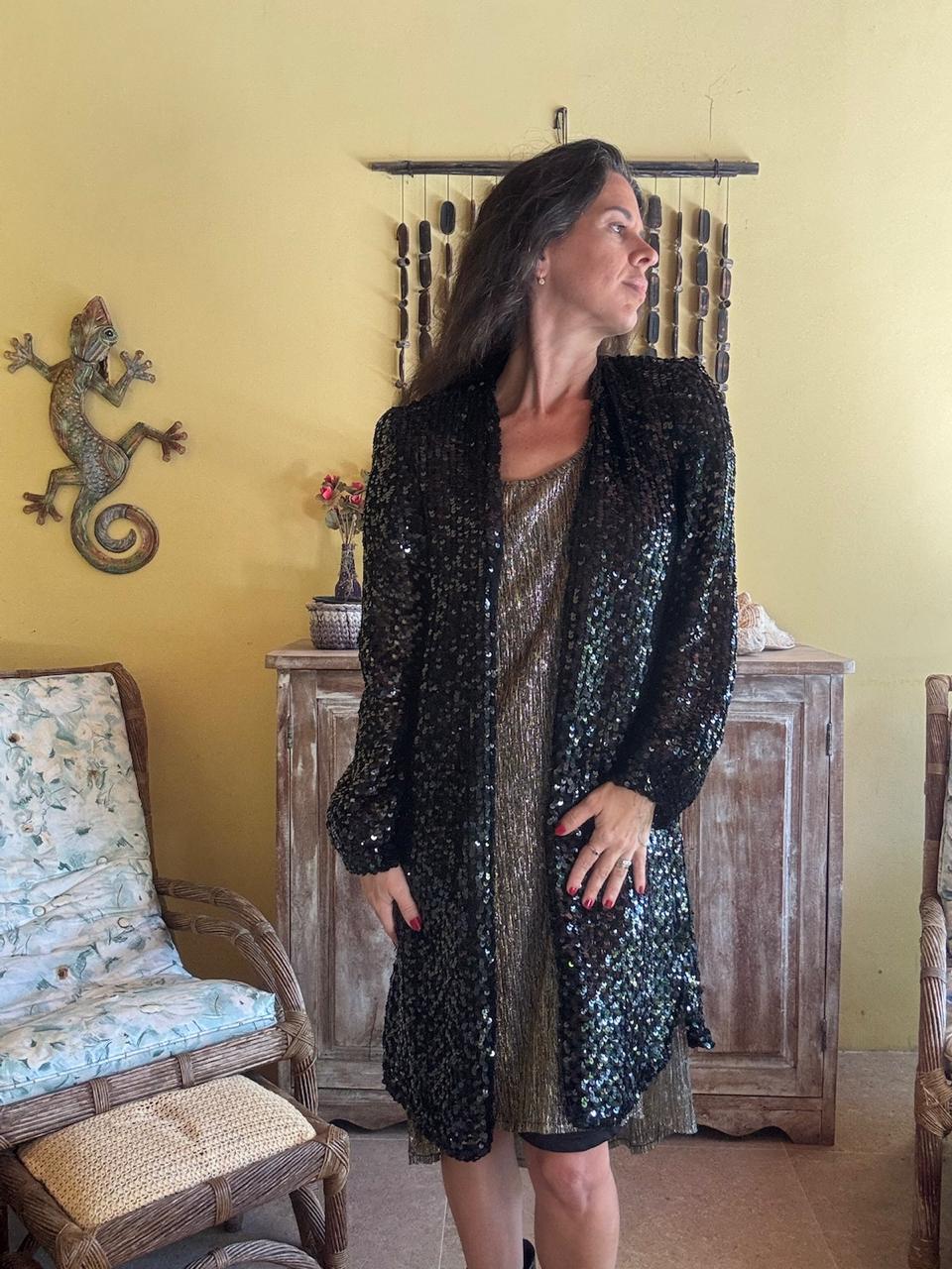 Sobreposição Longa de Paetês Preto – Laks Fifth – tam G - Imagem 5